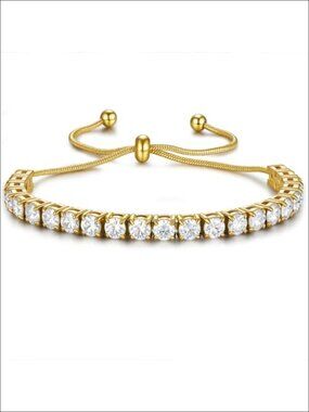 3/4mm Moissanite Tennis Bracelet Adjustable Simulated Diamond Chain 18K Gold